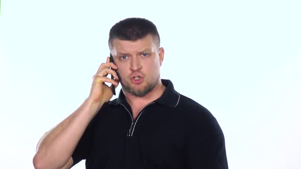 Man Talking on the Phone, Angry Man, White, Slow Motion