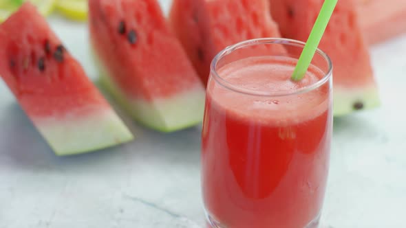 Sweet Watermelon Juice and Watermelon Slices