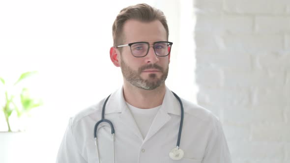 Portrait of Doctor Showing No Sign By Finger Denial