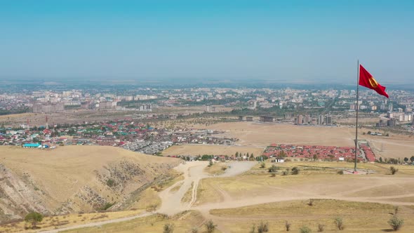 Aerial view of Bishkek city from mountains