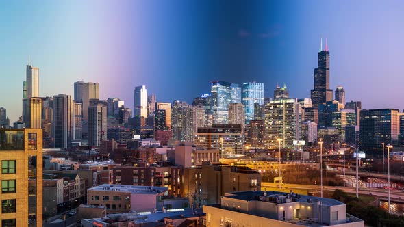 Chicago Skyline - Day to Night Transition