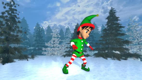 Elf dancing in a winter forest