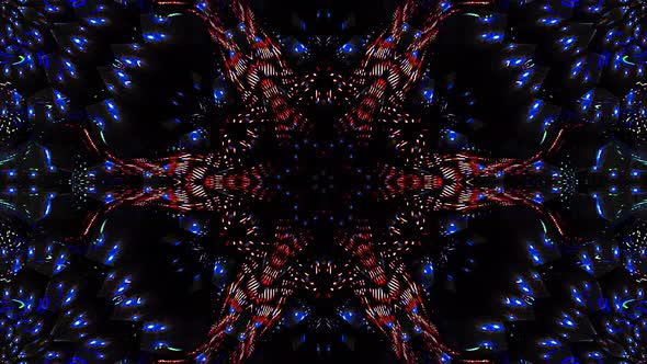 3D  lines color blue and red light shining round shape in center, black background alt