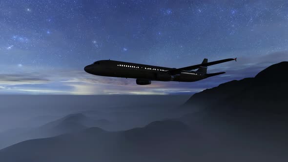 Aircraft on Night Sky alt