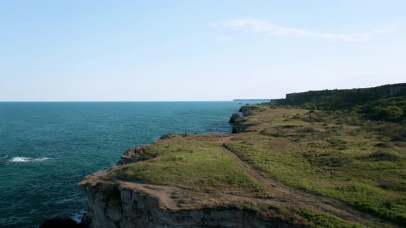 Video of picturesque rocky coastline of Yailata archeological reserve in Bulgaria