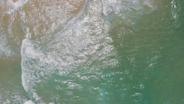 Aerial drone view of beach at Currimundi Lake, Caloundra, Sunshine Coast, Queensland, Australia