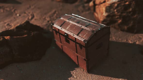 Wooden Treasure Box On The Beach