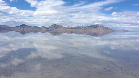 Reflection of clouds in water over the Bonneville Salt Flats