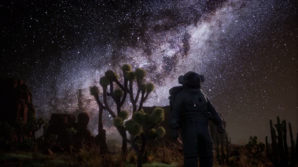Astronaut and Star Milky Way Formation in Death Valley alt