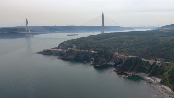 Aerial view of Yavuz Sultan Selim Bridge, Istanbul, Turkey.