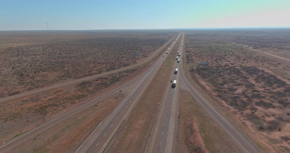 Scenic Highway Through Desert Landscape of Near San Jon New Mexico USA