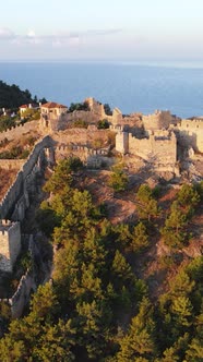 Vertical Video Alanya Castle  Alanya Kalesi Aerial View