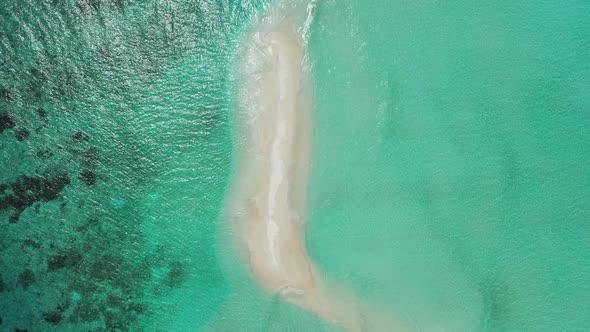 Aerial view abstract of idyllic sea view beach voyage by aqua blue ocean and white sandy background 