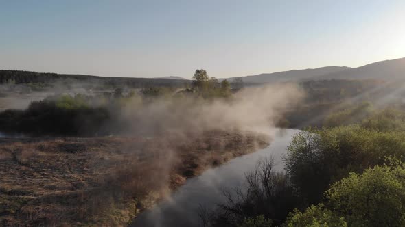 Light Fog Over the River at Dawn