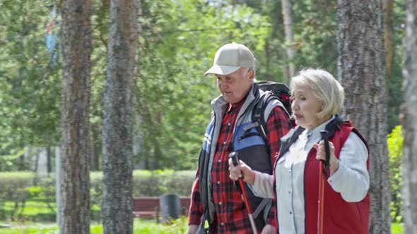 Active Senior People Trekking Together