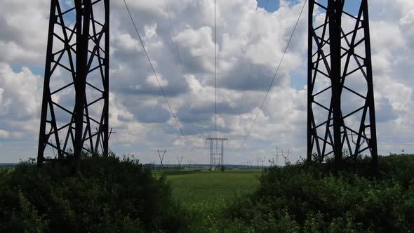 Electric Poles. Dolly Zoom Effect.