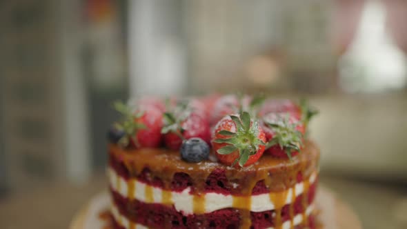 Strawberry Cake Sweet Food Rotates Home Kitchen