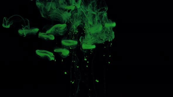 Mixing Particles of Glowing Colors of Green Paint