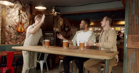 Young People Enjoying Themselves and Communicating in Pub Concept