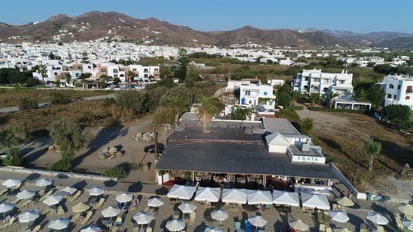 Village of Chora on the island of Naxos in the Cyclades in Greece from the sky