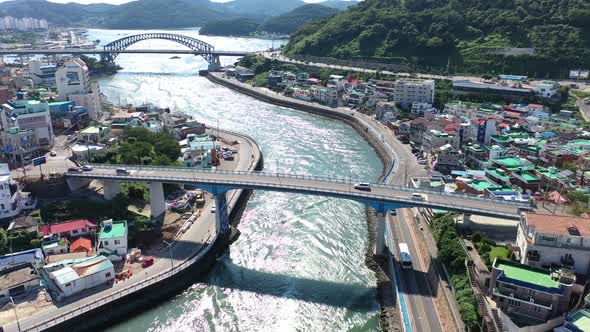 4K Aerial Drone Footage View of Tongyeong Port