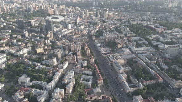 Kyiv, Ukraine. Aerial View. Slow Motion, Flat, Gray