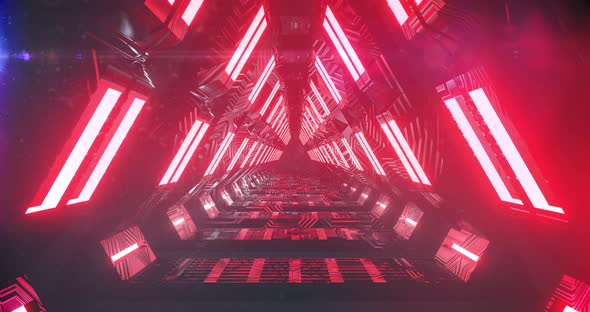 Tunnel with red lights moving in a seamless loop