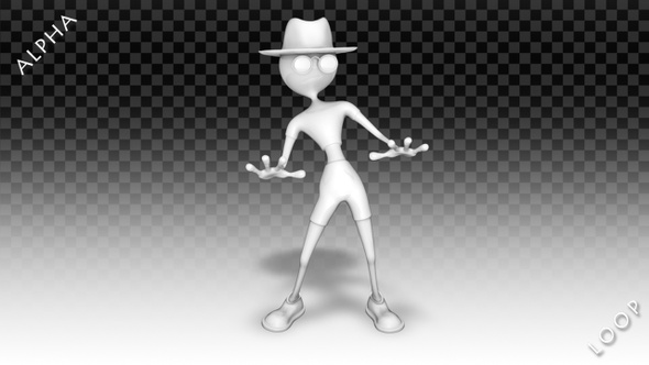 3D Man Character - Cartoon Thriller Dance