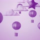 Air Balloons Between Clouds 3d Cartoon Kids Purple Background - VideoHive Item for Sale