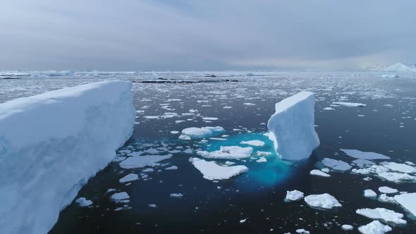 Antarctica Iecberg Float Ocean Glacier Aerial View