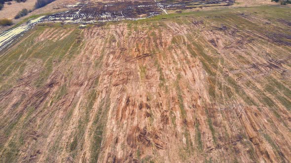 Manure Heap on an Agricultural Field Aerial View