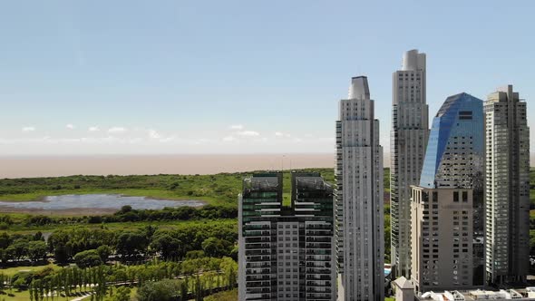 The Skyline in Puerto Madero, Buenos Aires, with Río de la Plata as Background