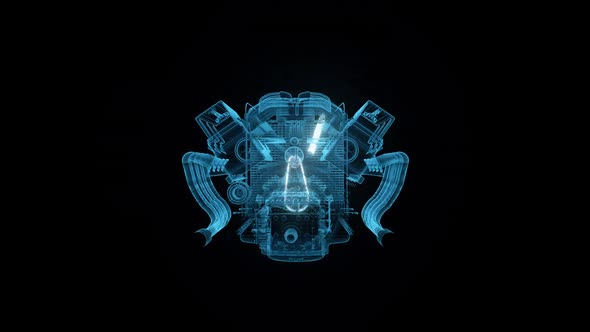 Blue Muscle Car Engine Hud Hologram Hd