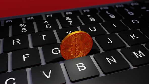 Bitcoin Coin and Keyboard