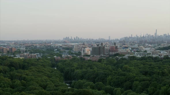 New York City Skyline as Seen From Bronx River Parkway