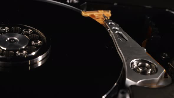 Closeup Shot Showing the Inside of a Hard Drive