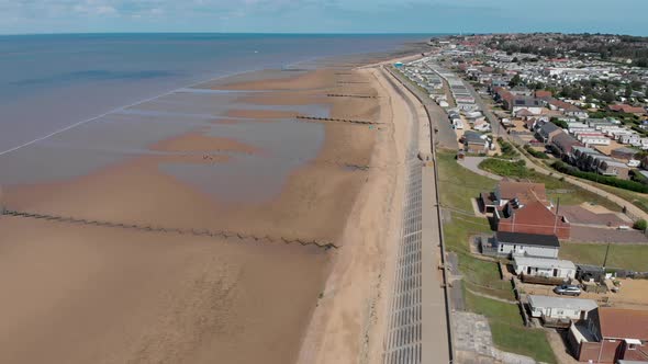 Aerial footage of the British seaside town of Hunstanton Norfolk in the UK
