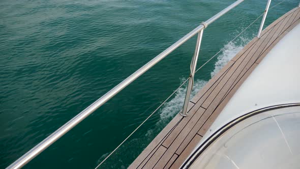 Bow of a Yacht Floating on the Waves