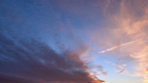 The colorful clouds at sunset turn red. bloody sky.