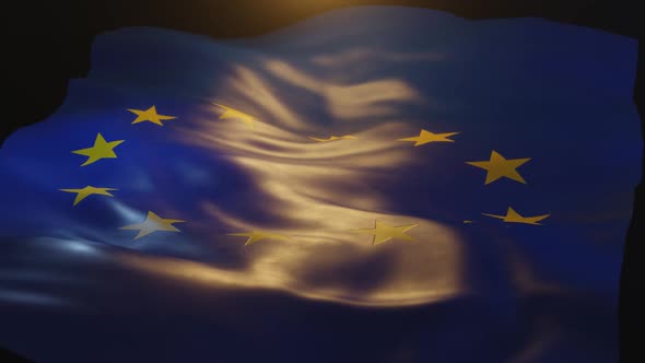 EU Flag Low Angle View