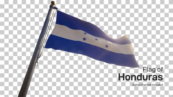 Honduras Flag on a Flagpole with Alpha-Channel