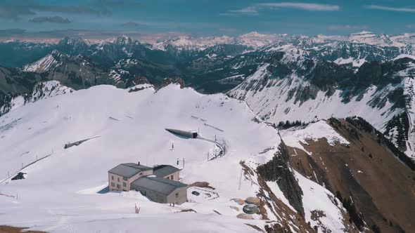 Panoramic View From the High Mountain To Snowy Peaks in Switzerland Alps, Rochers-de-Naye