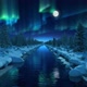 Northern Lights above Winter Forest River - VideoHive Item for Sale