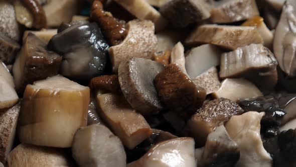 Cooking Mushrooms on Frying Pan