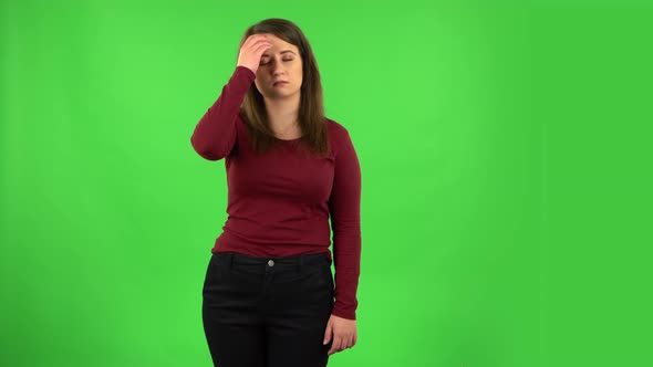 Pretty Girl Is Tired and Sighs, Green Screen