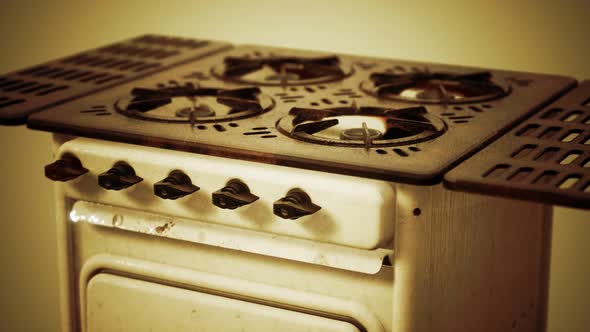 Old Vintage Retro Stile Gas Stove