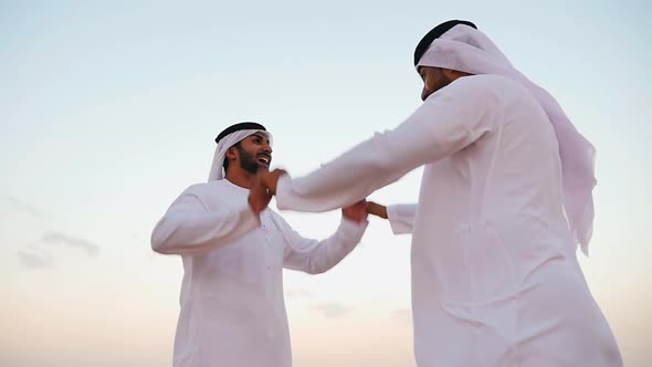 Young men spending a day in the dubai desert