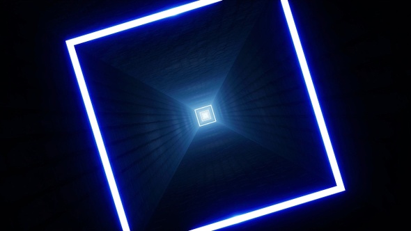 Rotating Glow Blue Light Corridor Tunnel