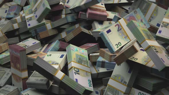 Stacked  Money Falling | Euro | Currency EUR | € | 4K Resolution alt