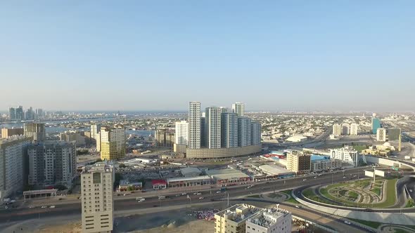 Cityscape of Ajman with Modern Buildings Aerial Top View